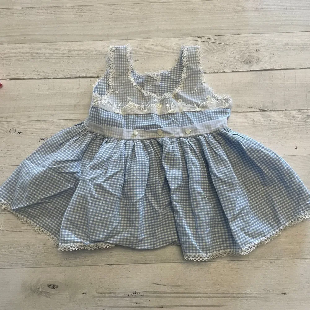 Vintage baby girls blue‎ gingham dress